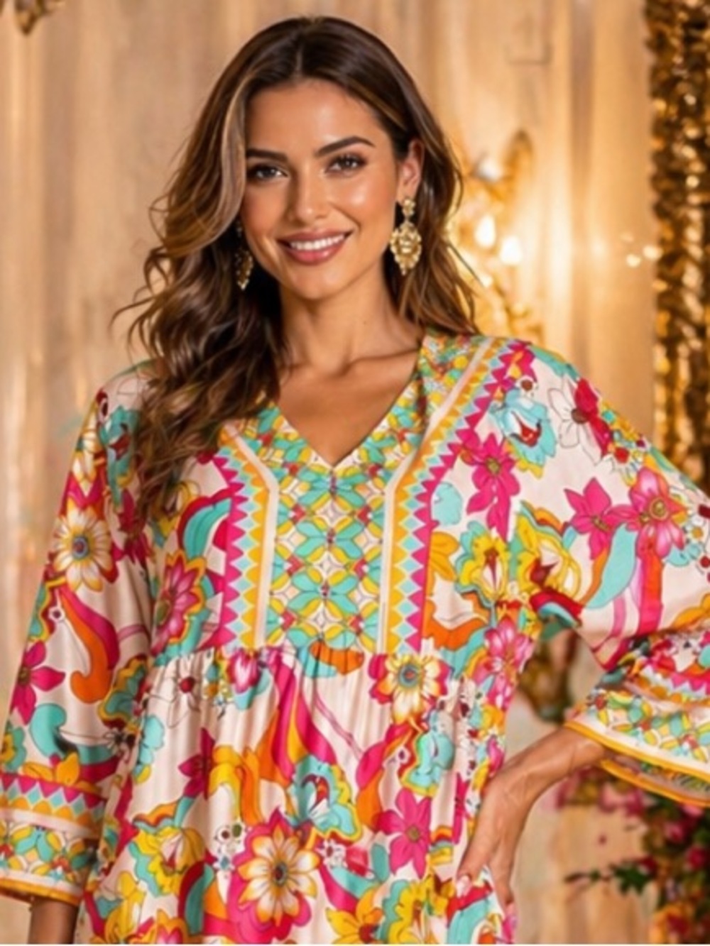 New Floral Multicolor Women's Dress size S silk - Picture 4 of 12